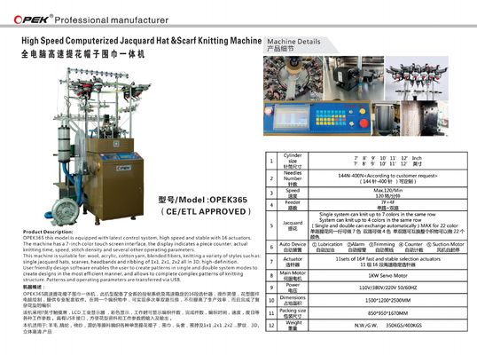 600 Stück/Monat OPEK Automatische Jacquard-Schalmachmaschine mit Servomotor