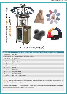 4-10 Zoll Zylinder Durchmesser Computerisierte Gewerbliche Rippen und Tuck Hats Strickmaschine