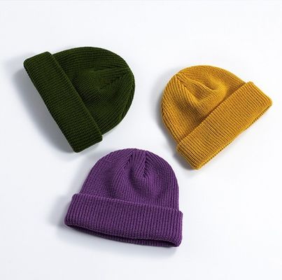 Ribbed Knit Candy Color Kids Gemütliche Beanie Hats mit automatischer und nahtloser Technologie