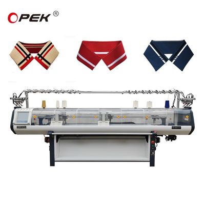 Computergestützte Flachstrickmaschine für die Produktion von Polo-T-Shirt-Halsbändern