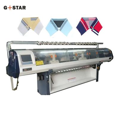 Vollständig computergestützte Flachkragen-Strickmaschine mit einem Wagen und drei Systemen