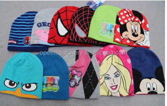 Einzelhandel Opek Multicolor Jacquard Kinder Beanie Hut Strickmaschine vollautomatischer Alarm